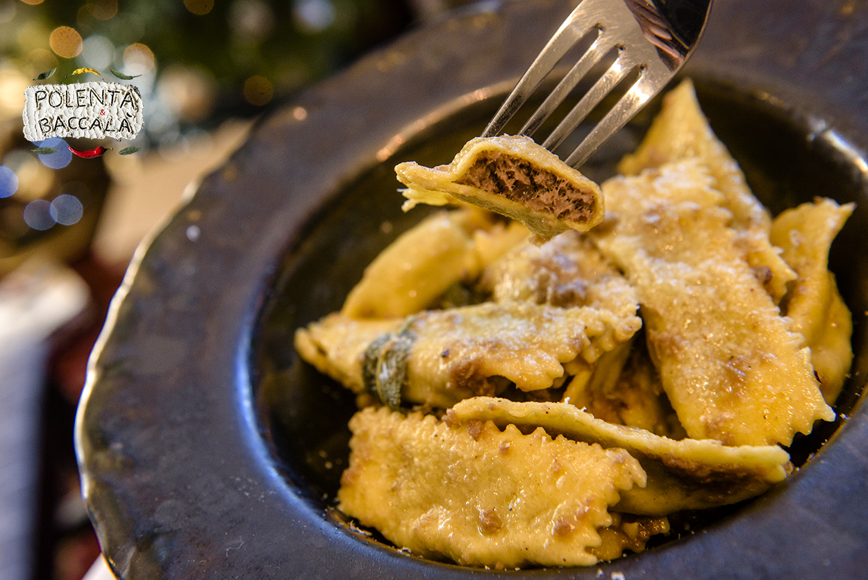 Agnolotti al Brasato Pasta Filled with Braised Beef Polenta & Baccalá